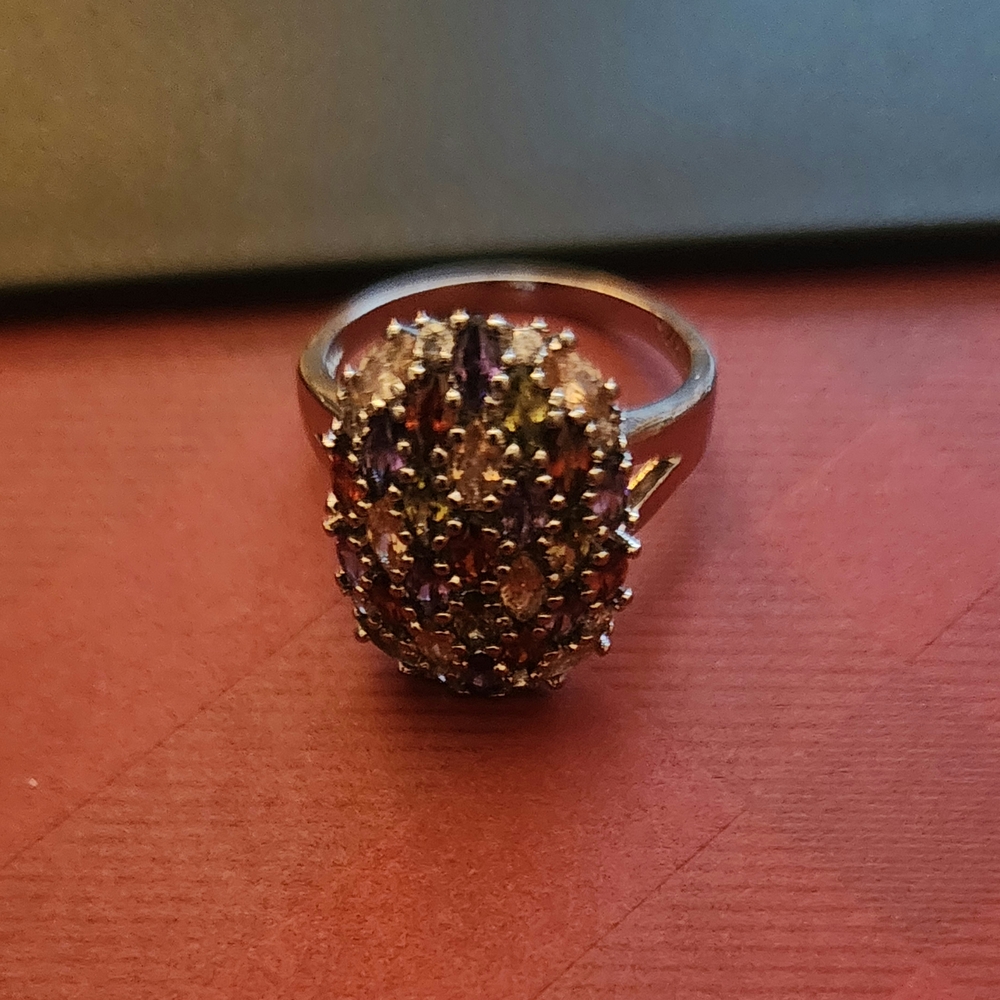 Elegant Multicolor Sterling Ring Sz 7